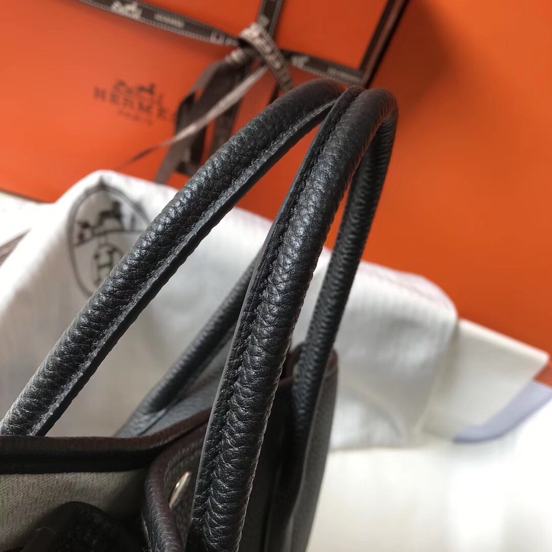 H**mes garden party 36 bag in black clemence calfskin