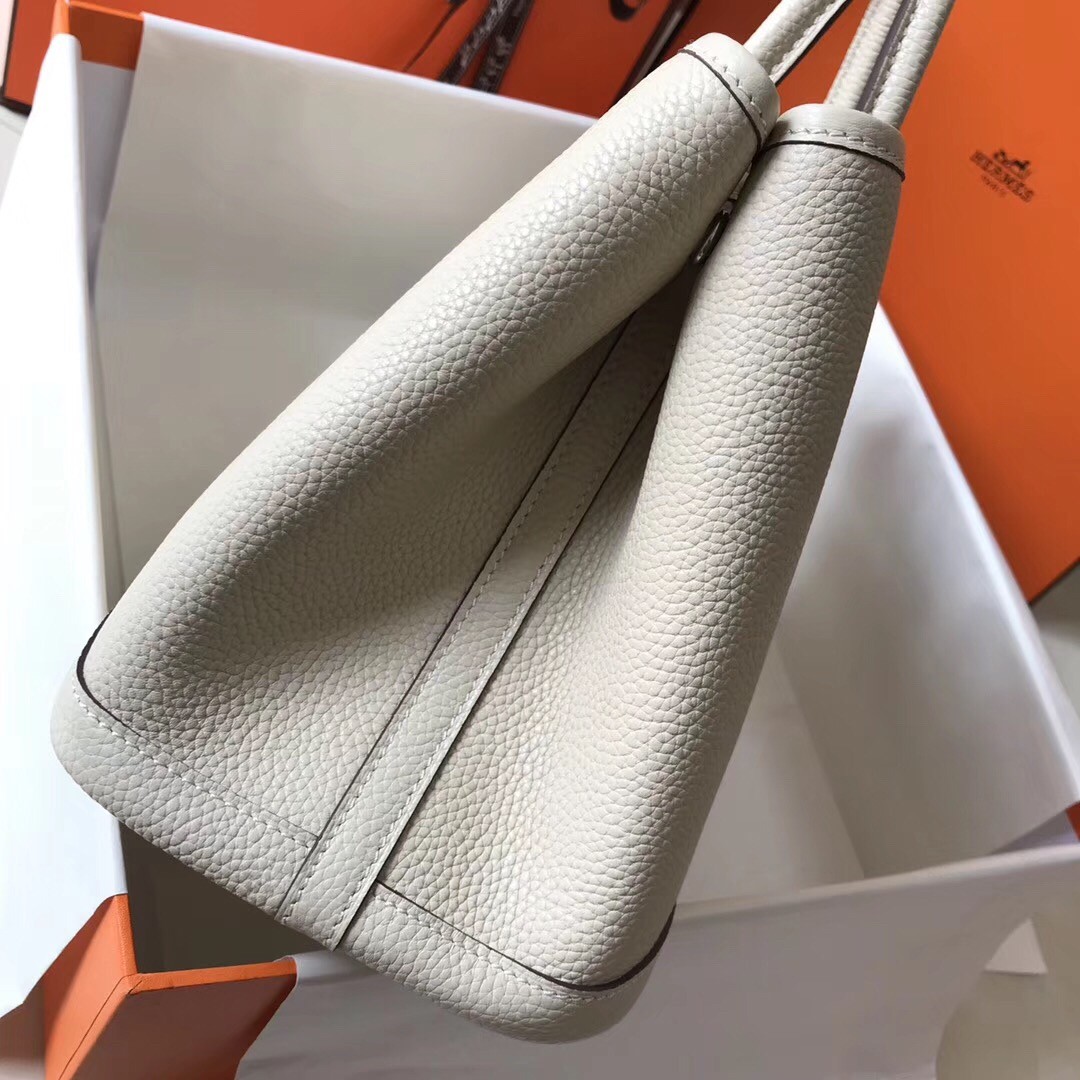H**mes garden party 36 bag in white clemence calfskin