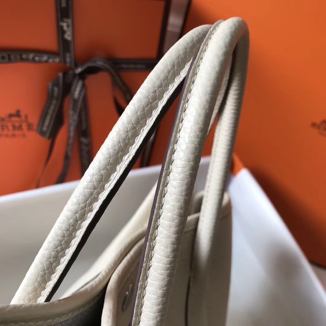 H**mes garden party 36 bag in white clemence calfskin
