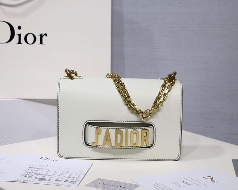 D*or white j''aD*or calfskin flap bag