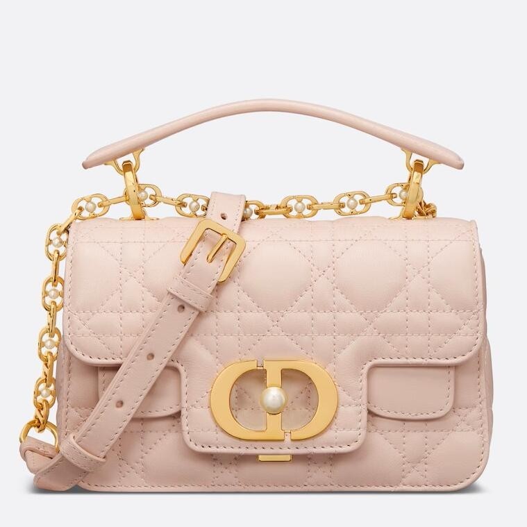 D*or mini jolie top handle bag in pink cannage calfskin