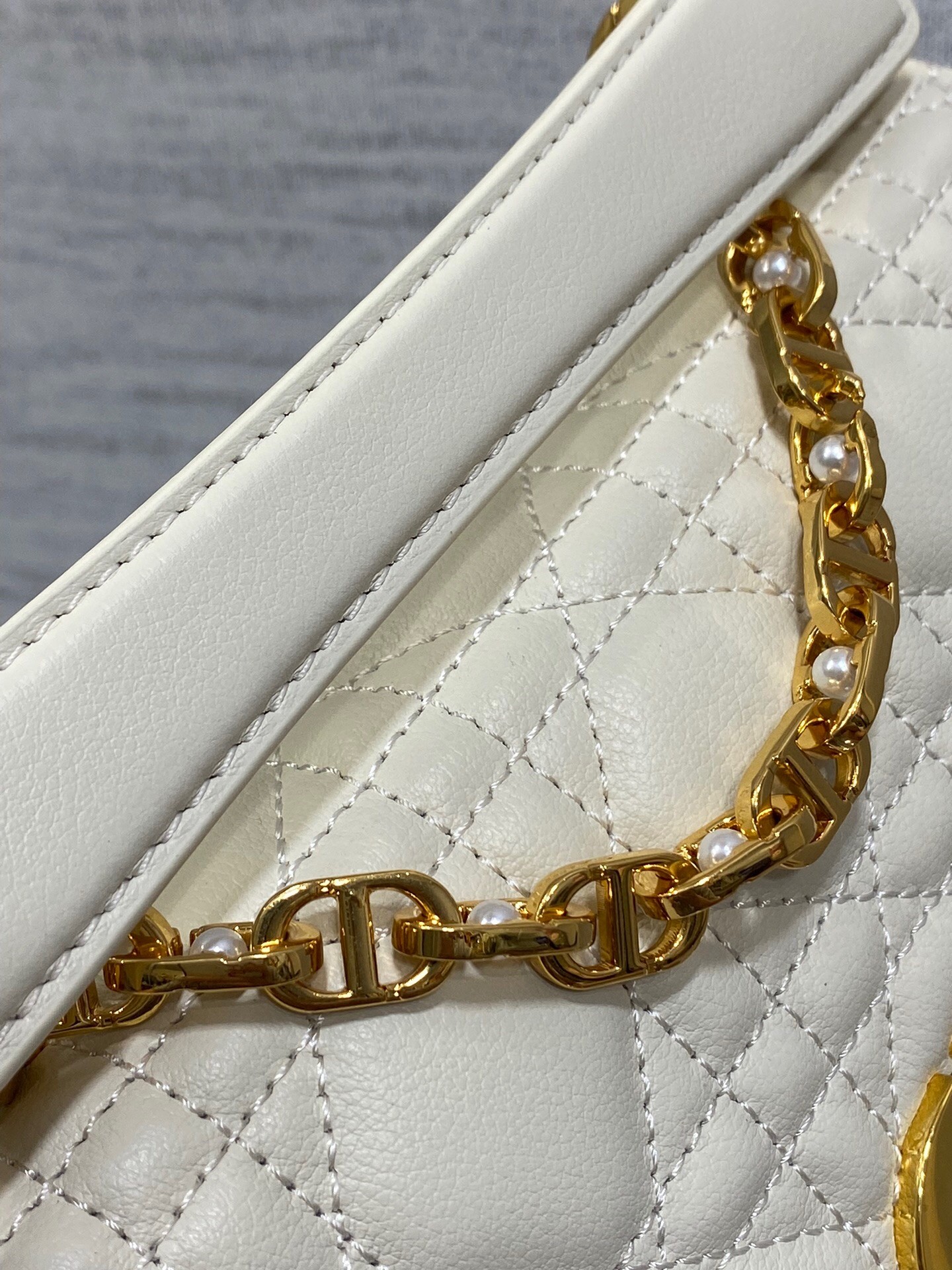 D*or mini jolie top handle bag in white cannage calfskin