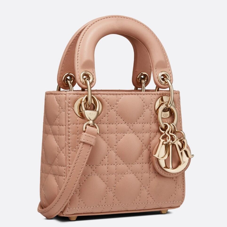 D*or micro lady D*or bag in poudre cannage lambskin