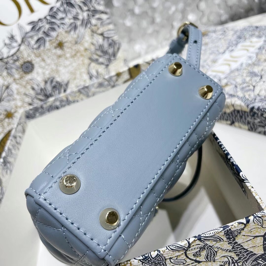 D*or micro lady D*or bag in blue cannage lambskin
