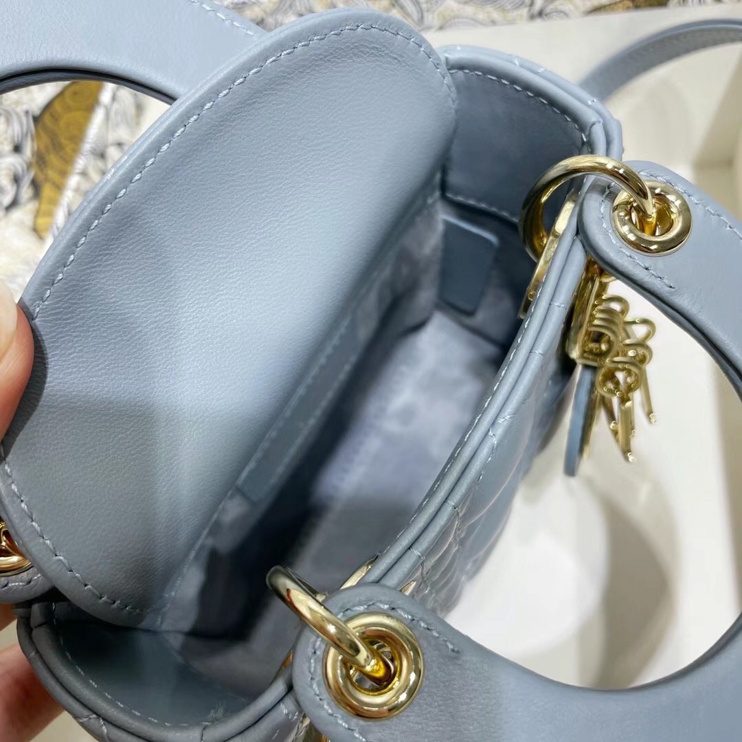 D*or micro lady D*or bag in blue cannage lambskin