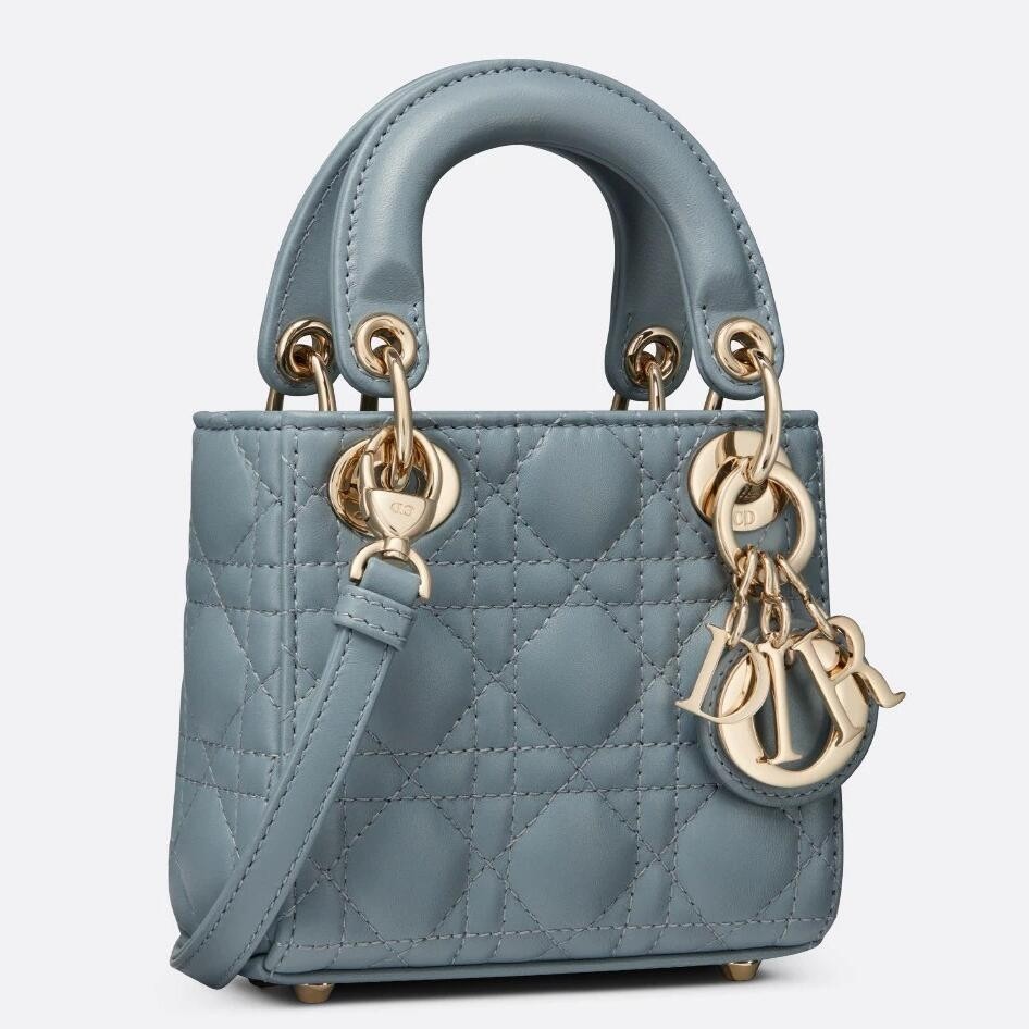 D*or micro lady D*or bag in blue cannage lambskin