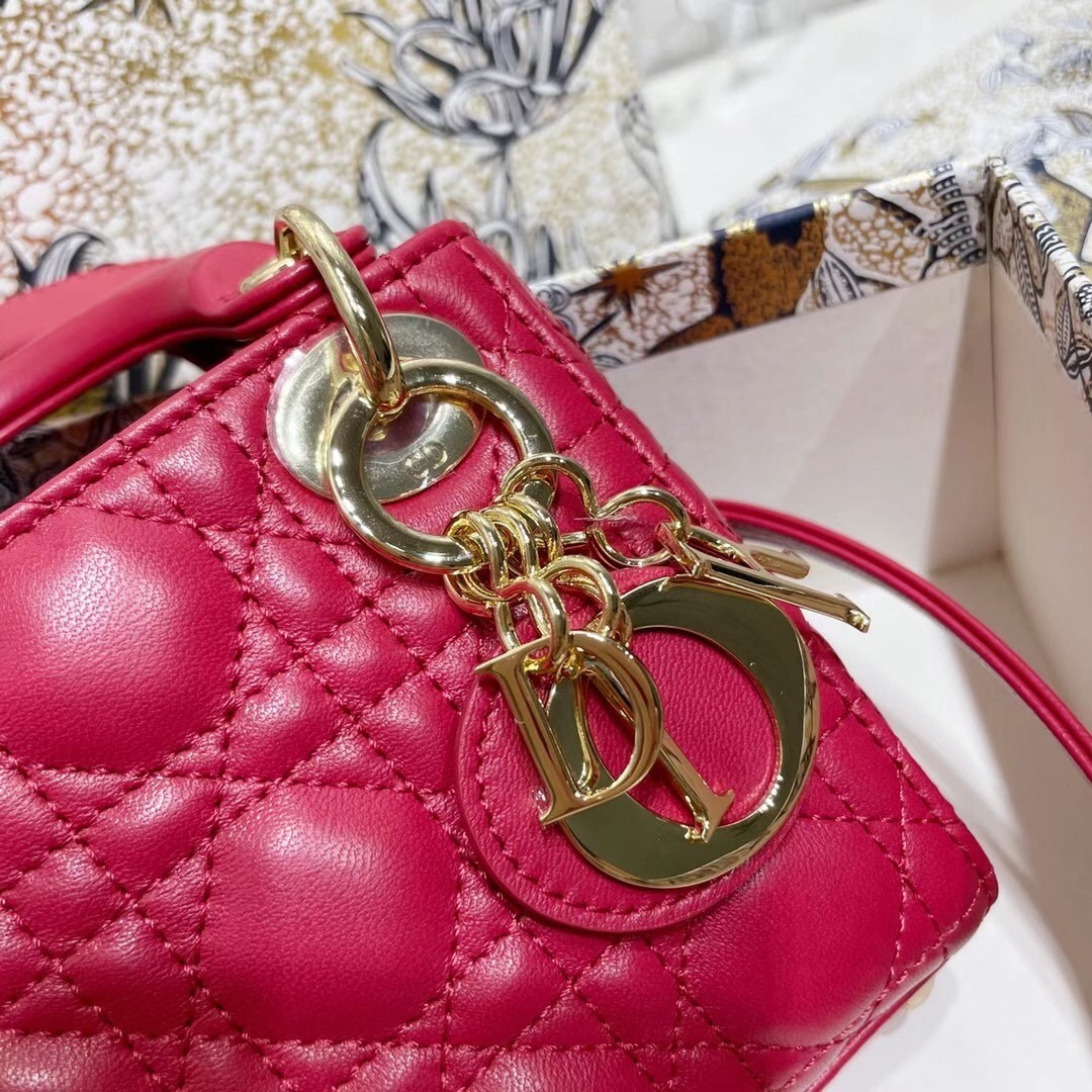 D*or micro lady D*or bag in red cannage lambskin