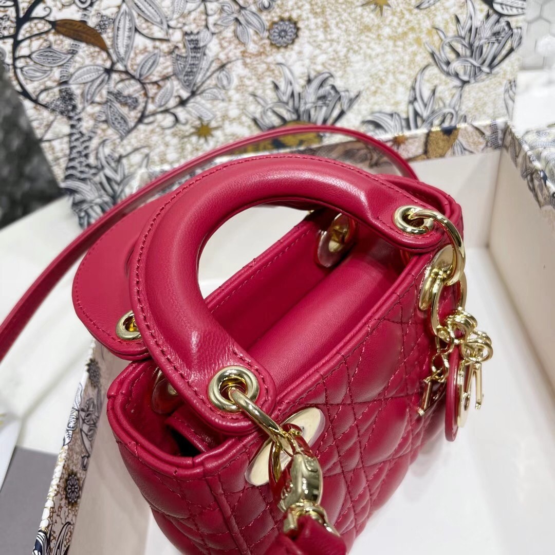 D*or micro lady D*or bag in red cannage lambskin