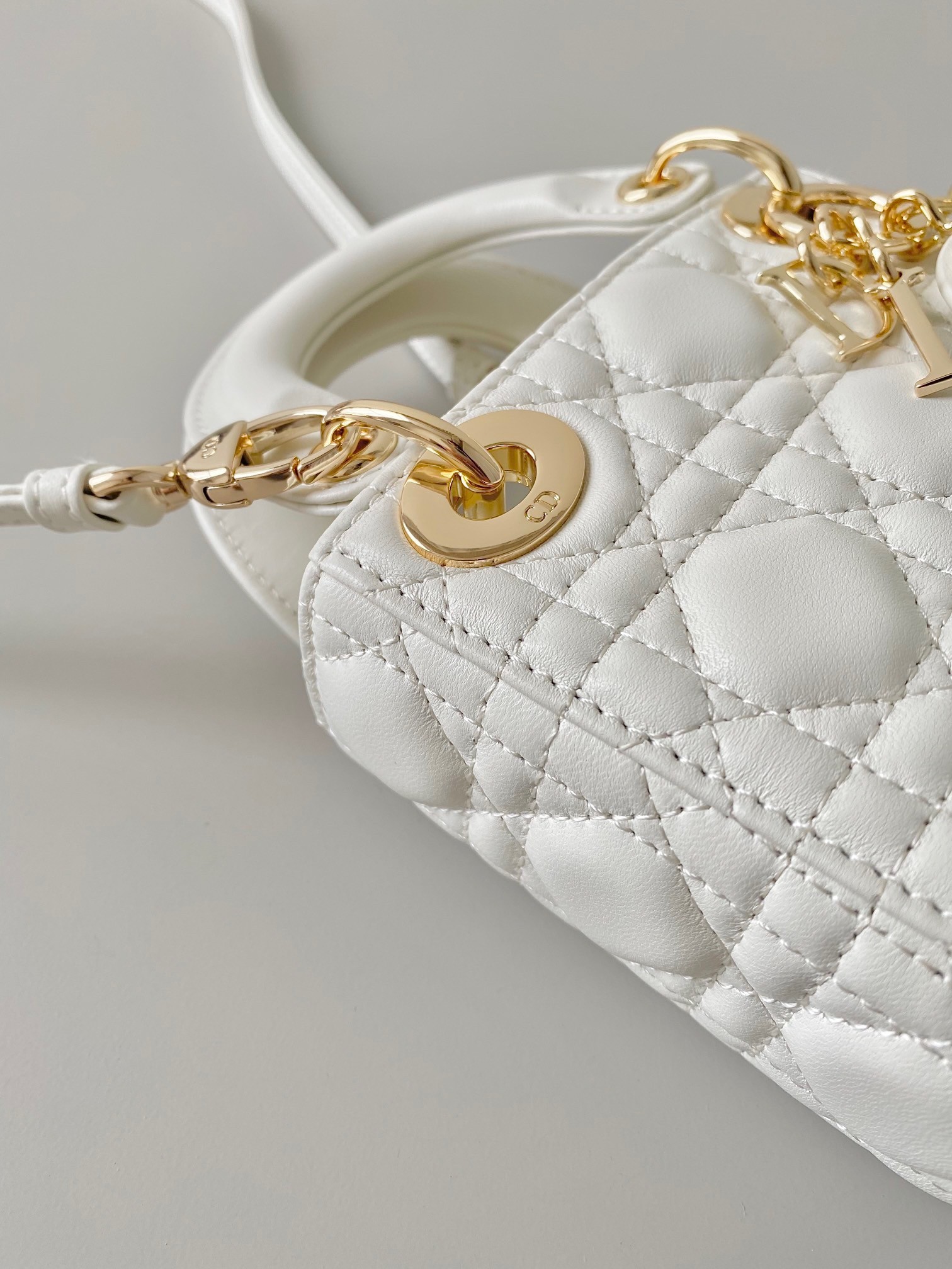D*or lady D*or micro bag in white cannage lambskin