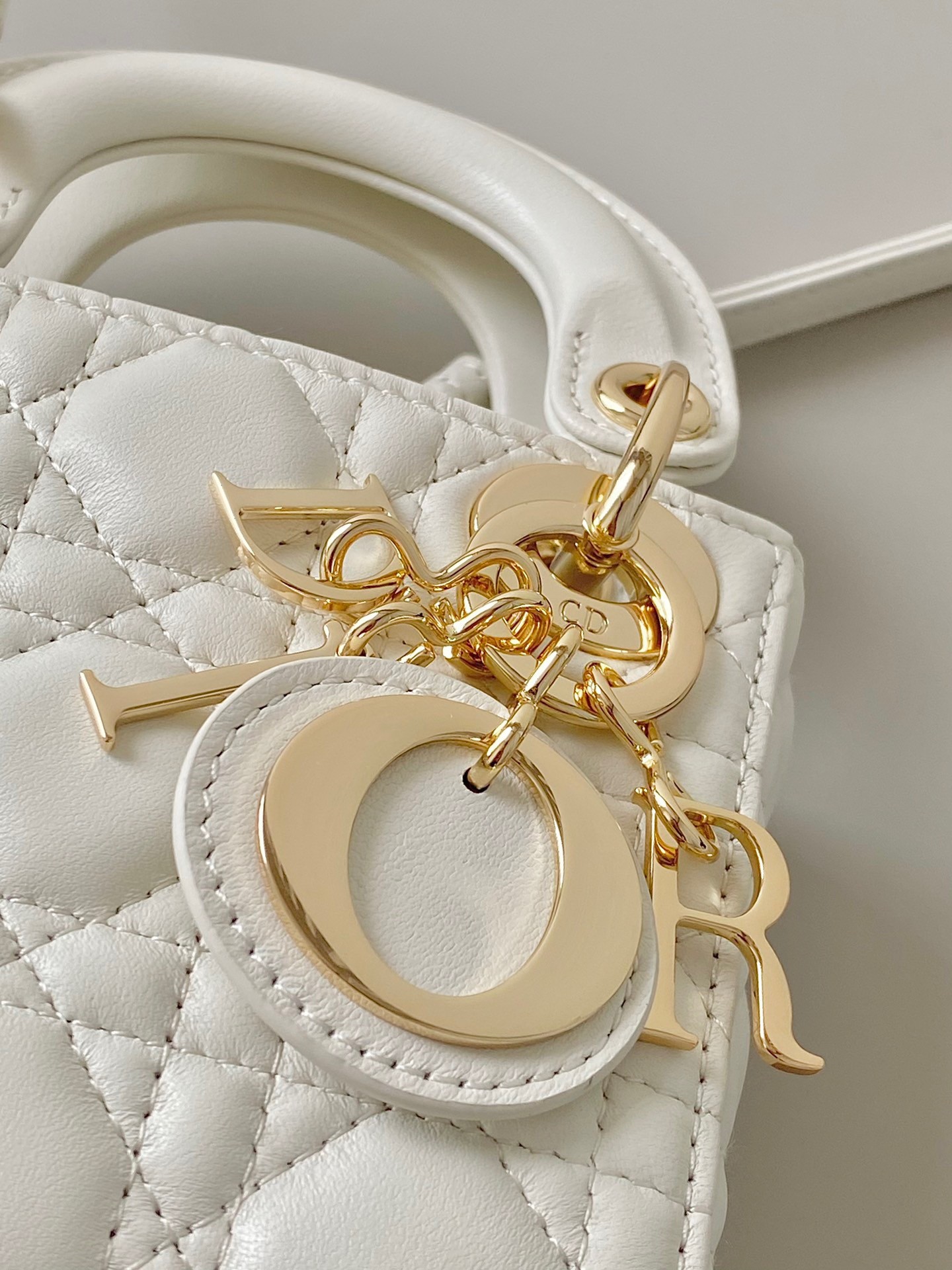 D*or lady D*or micro bag in white cannage lambskin