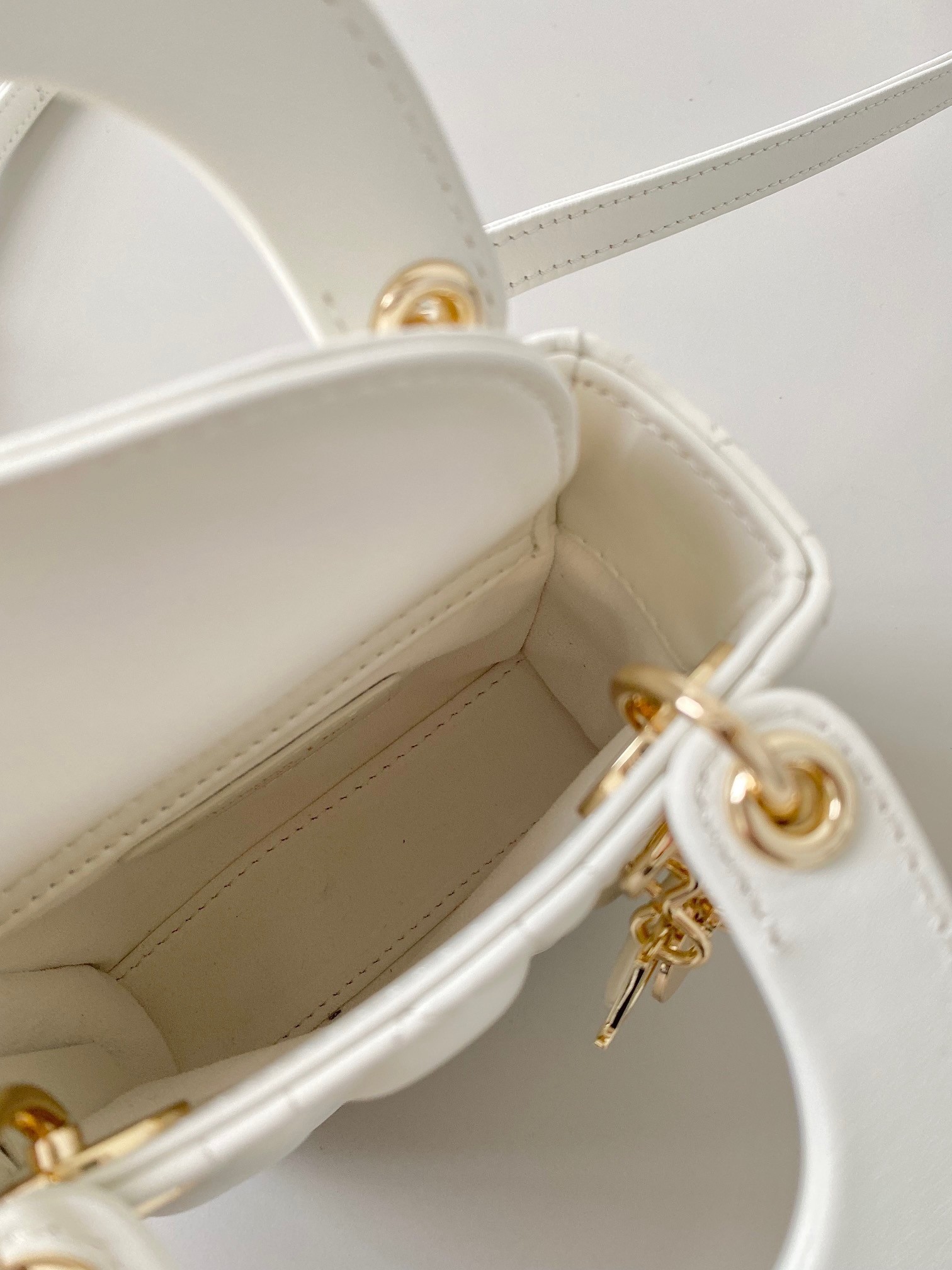 D*or lady D*or micro bag in white cannage lambskin
