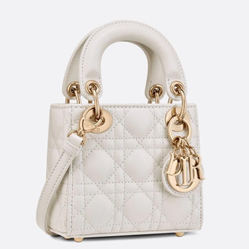D*or lady D*or micro bag in white cannage lambskin