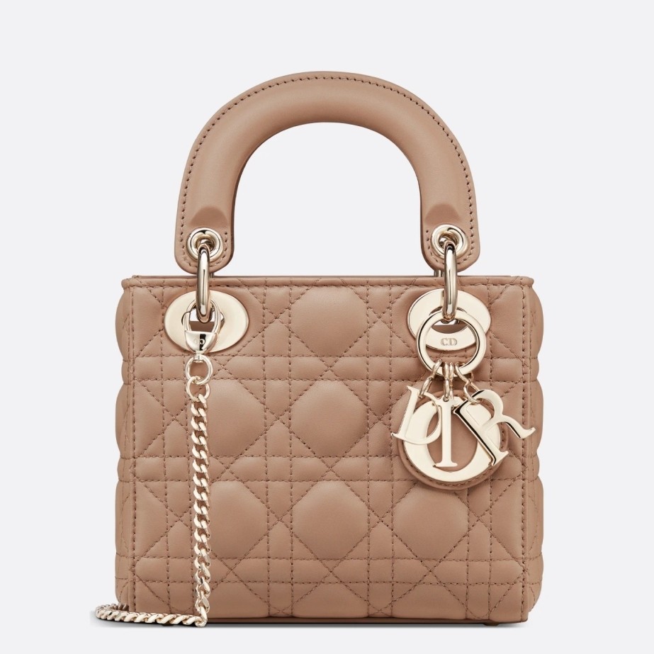 D*or mini lady D*or bag in blush cannage lambskin