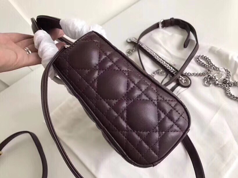 D*or mini lady D*or bag in bordeaux lambskin