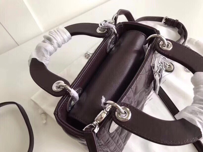 D*or mini lady D*or bag in bordeaux lambskin