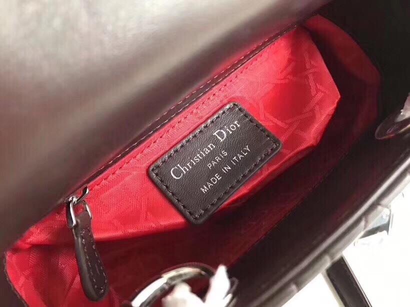 D*or mini lady D*or bag in bordeaux lambskin