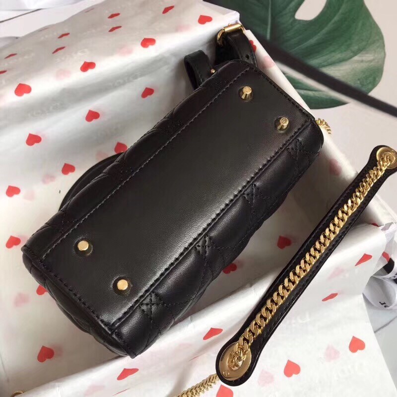 D*or mini lady D*or bag in black lambskin