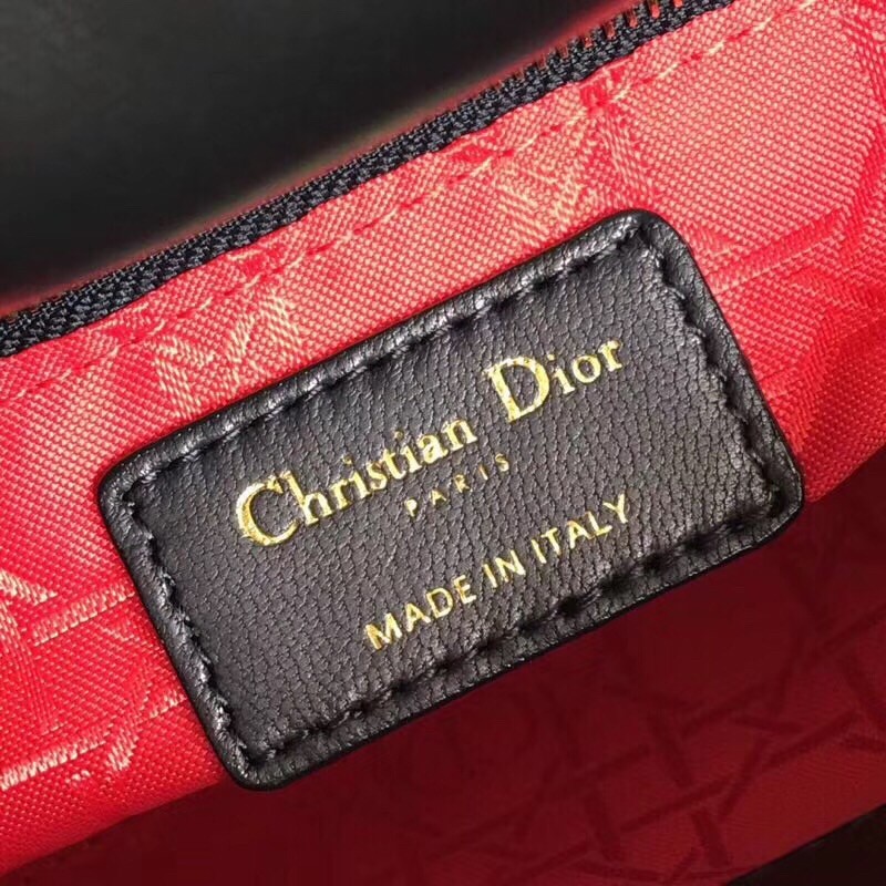 D*or mini lady D*or bag in black lambskin