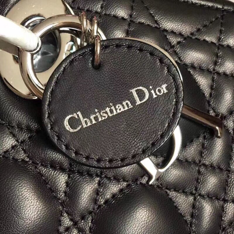 D*or mini lady D*or bag in black lambskin