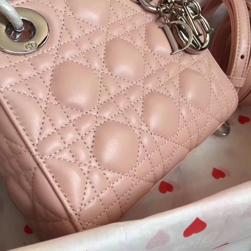 D*or mini lady D*or bag in poudre lambskin