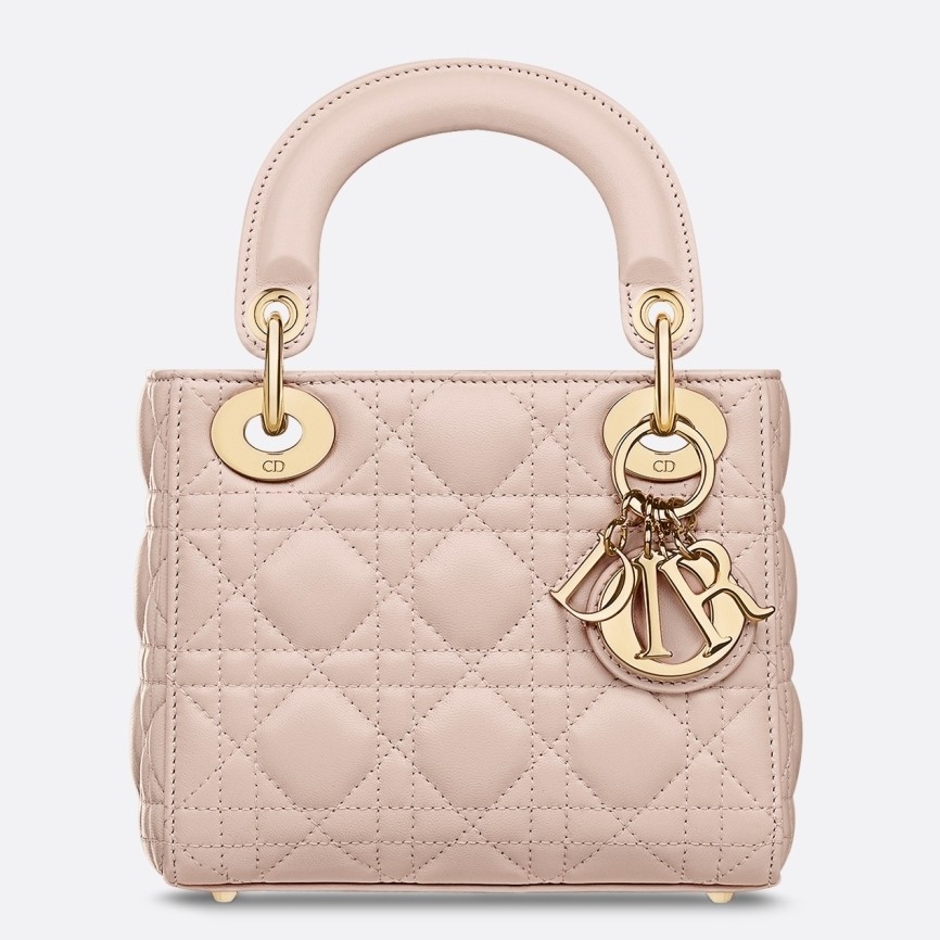 D*or mini lady D*or bag in poudre lambskin