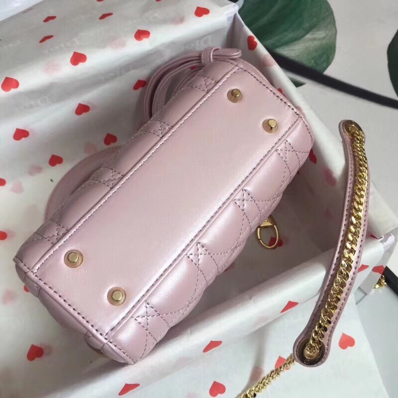 D*or mini lady D*or bag in lotus pearly lambskin