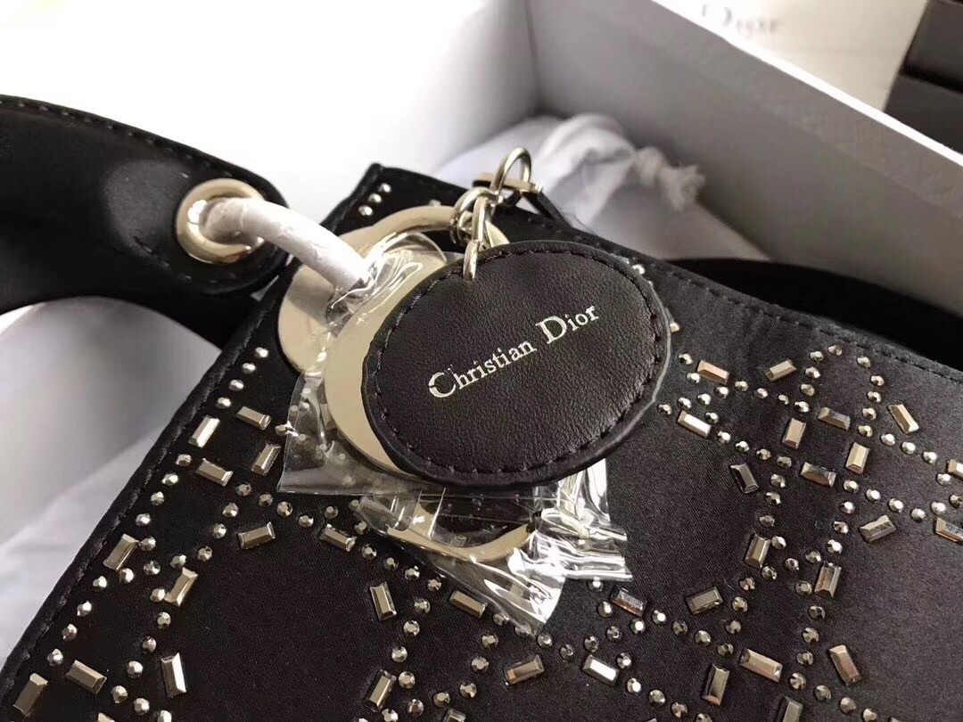 D*or mini lady D*or bag in satin with rhinestones