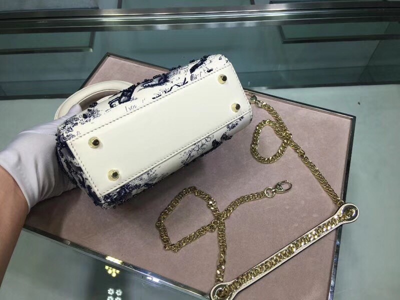 D*or mini lady D*or bag with toile de jouy printed