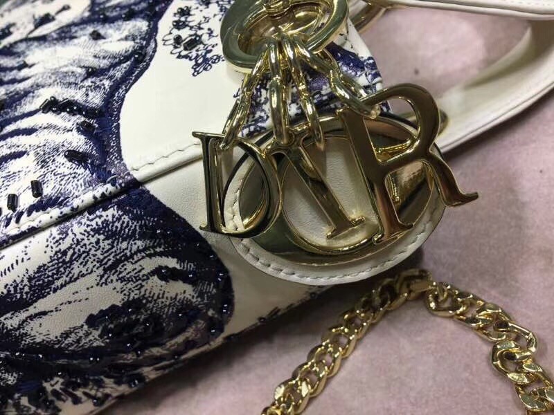 D*or mini lady D*or bag with toile de jouy printed