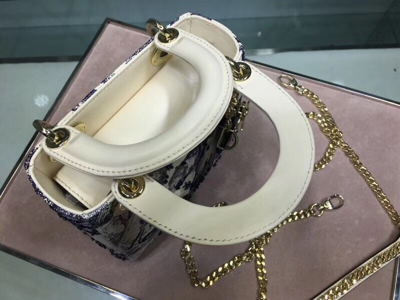 D*or mini lady D*or bag with toile de jouy printed