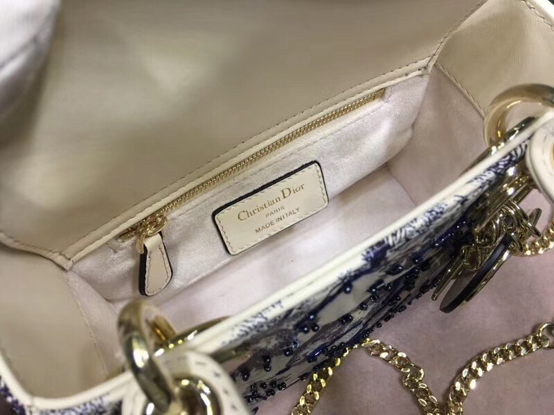 D*or mini lady D*or bag with toile de jouy printed