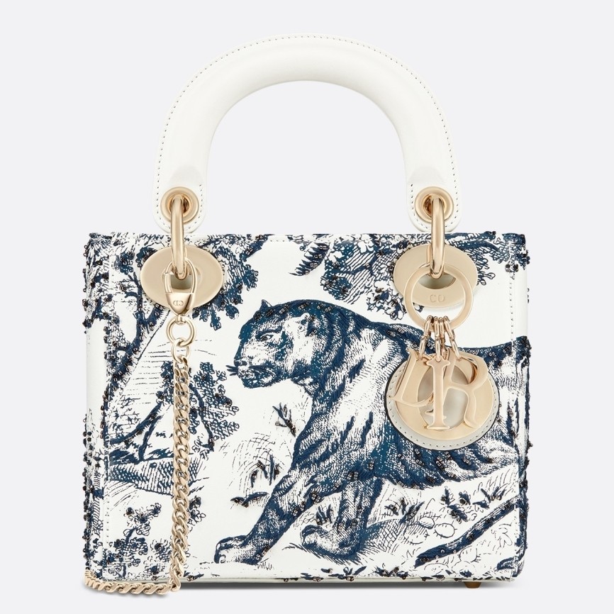 D*or mini lady D*or bag with toile de jouy printed