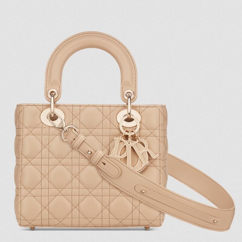 D*or small lady D*or my abcD*or bag in beige cannage lambskin