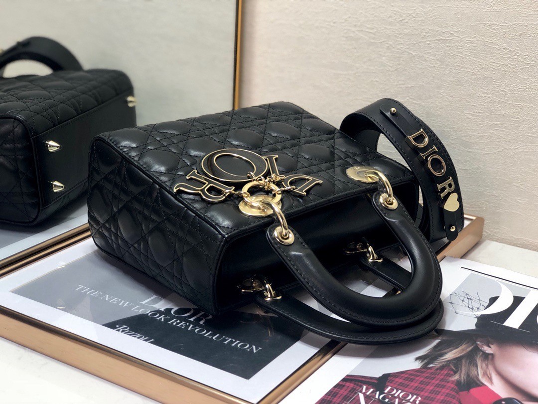 D*or small lady D*or my abcD*or bag in black cannage lambskin