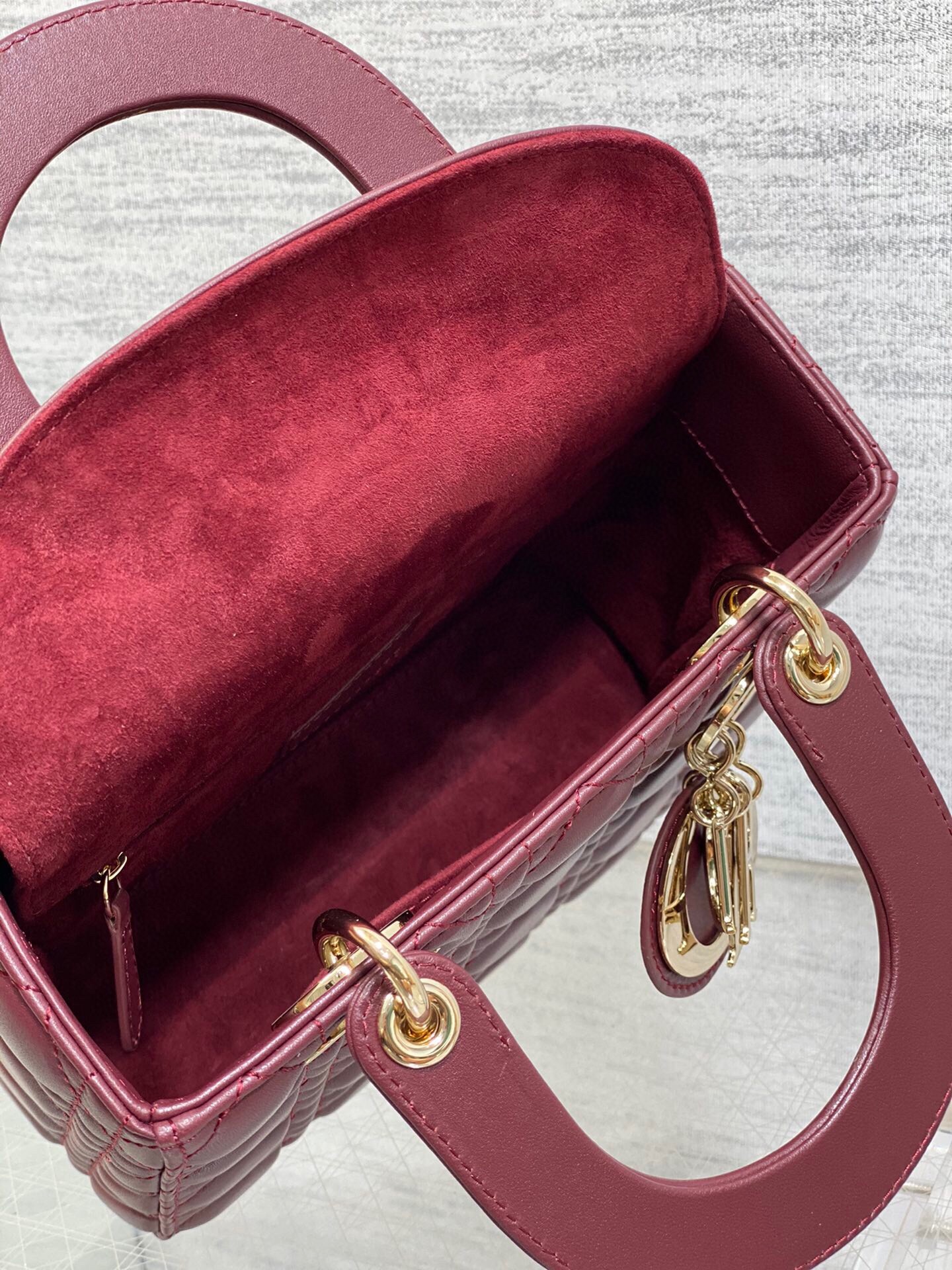 D*or small lady D*or my abcD*or bag in burgundy lambskin