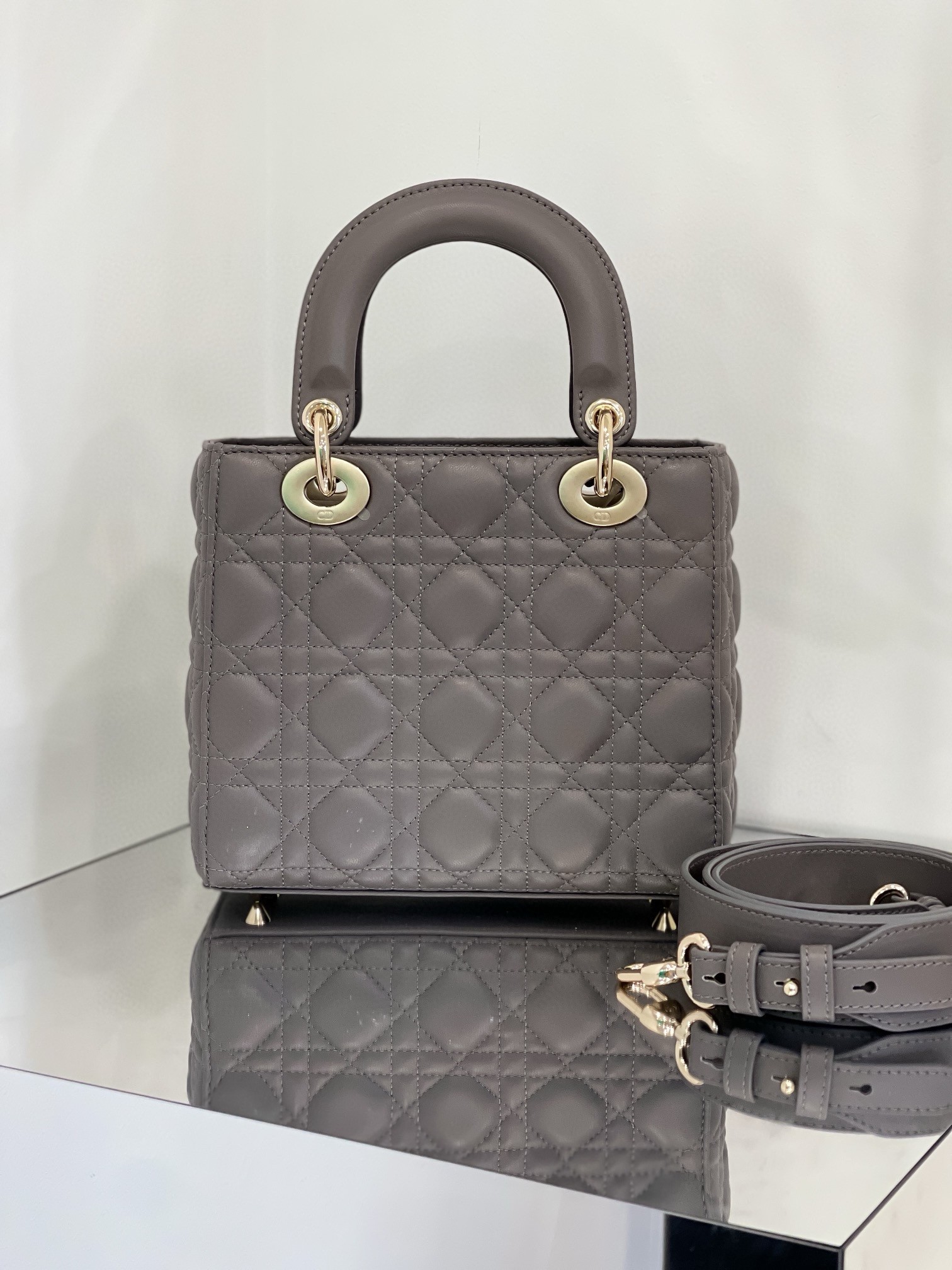 D*or small lady D*or my abcD*or bag in steel grey lambskin