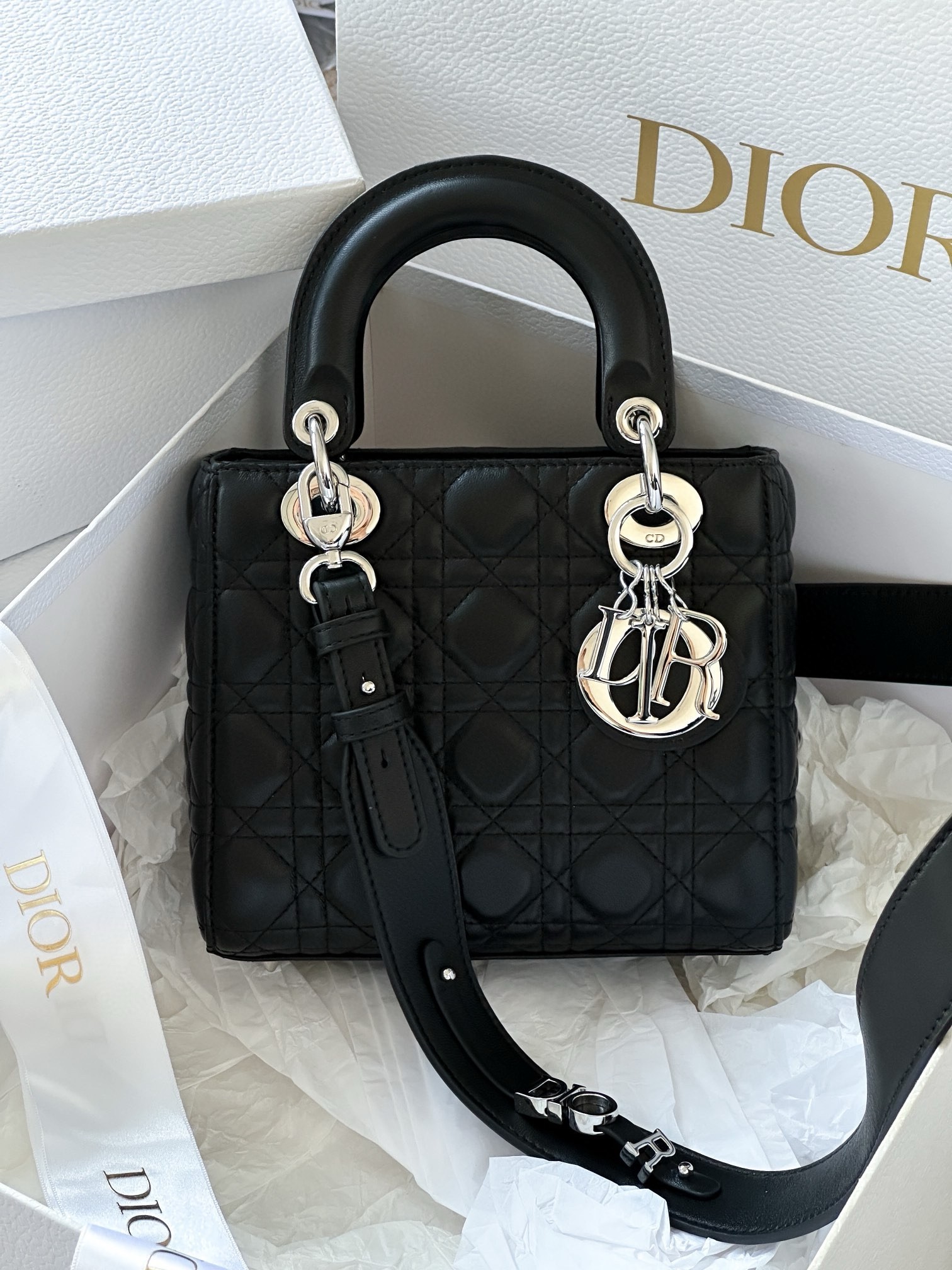 D*or small lady D*or my abcD*or bag in noir lambskin
