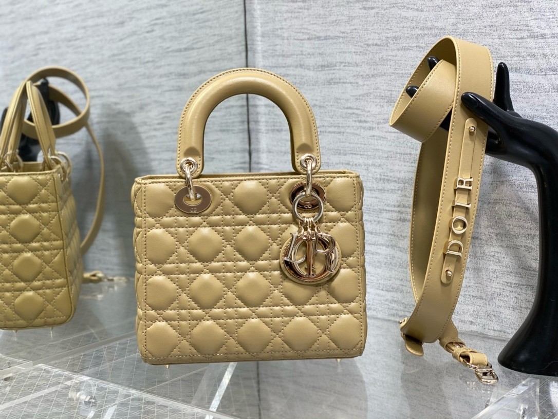 D*or small lady D*or my abcD*or bag in pastel yellow lambskin