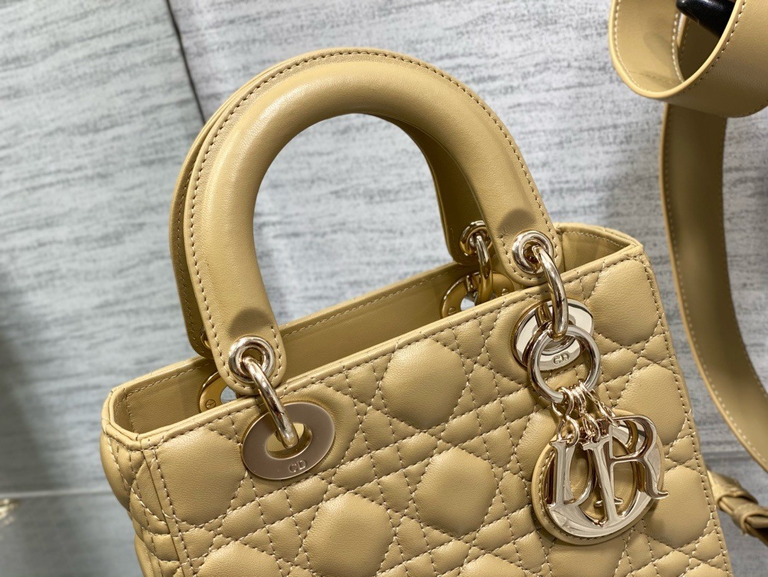 D*or small lady D*or my abcD*or bag in pastel yellow lambskin