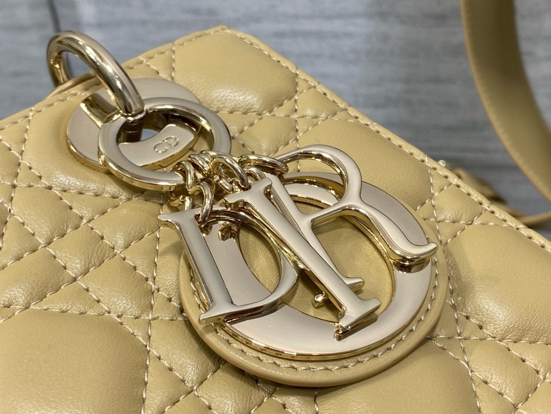 D*or small lady D*or my abcD*or bag in pastel yellow lambskin