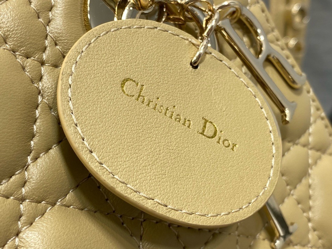 D*or small lady D*or my abcD*or bag in pastel yellow lambskin