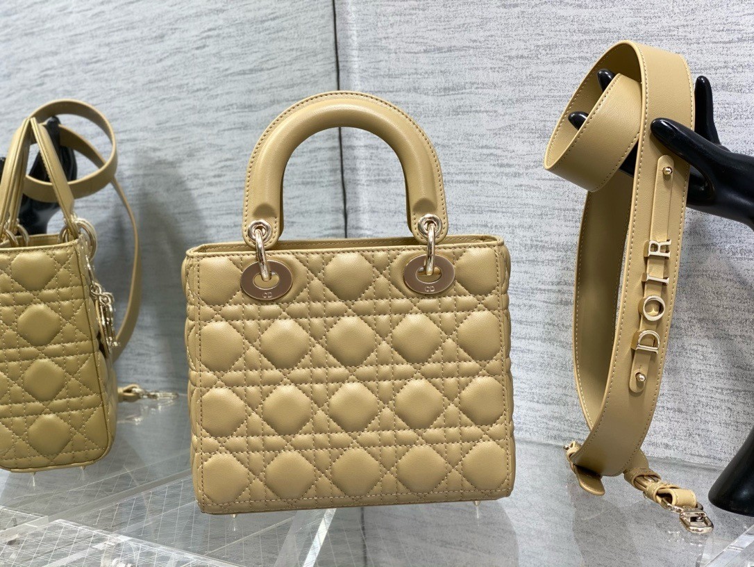 D*or small lady D*or my abcD*or bag in pastel yellow lambskin