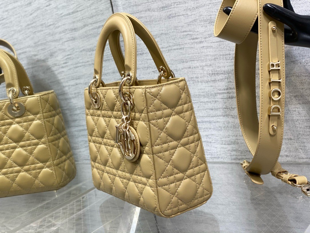 D*or small lady D*or my abcD*or bag in pastel yellow lambskin