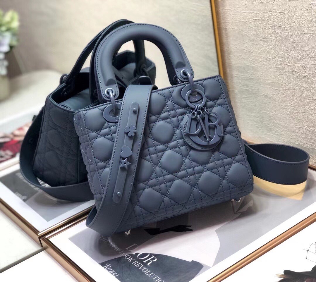 D*or lady D*or my abcD*or bag in blue ultramatte calfskin