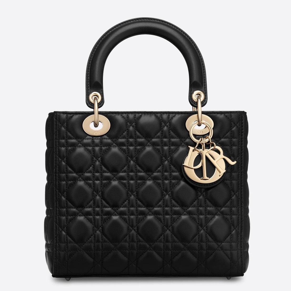 D*or medium lady D*or bag in black lambskin
