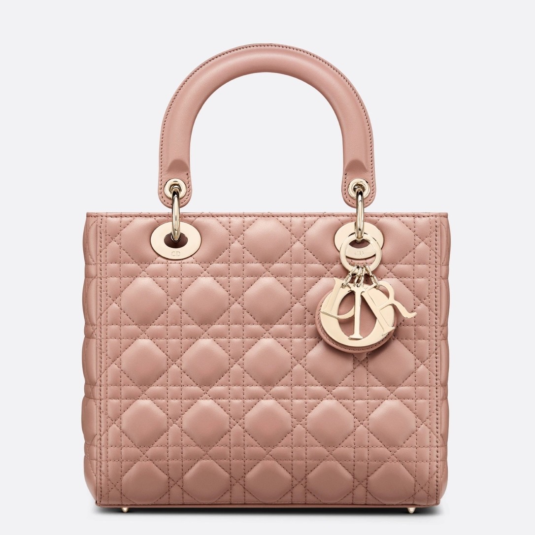 D*or medium lady D*or bag in blush cannage lambskin