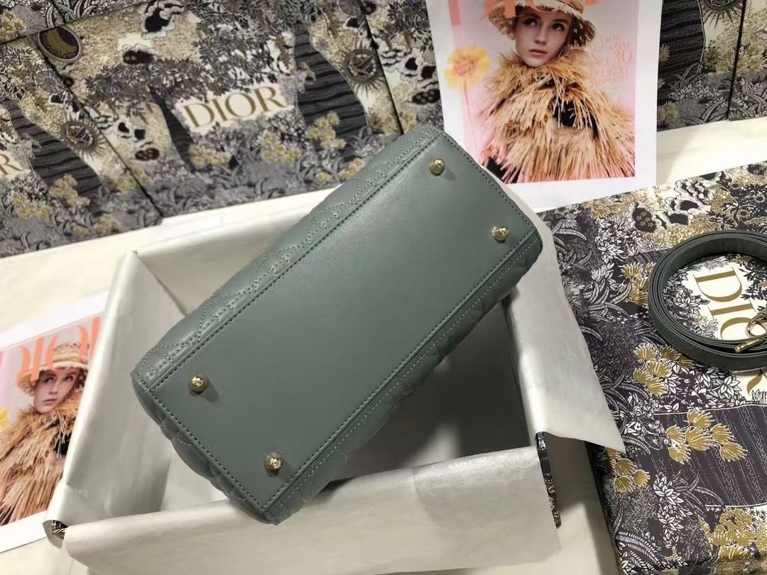 D*or medium lady D*or bag in grey cannage lambskin