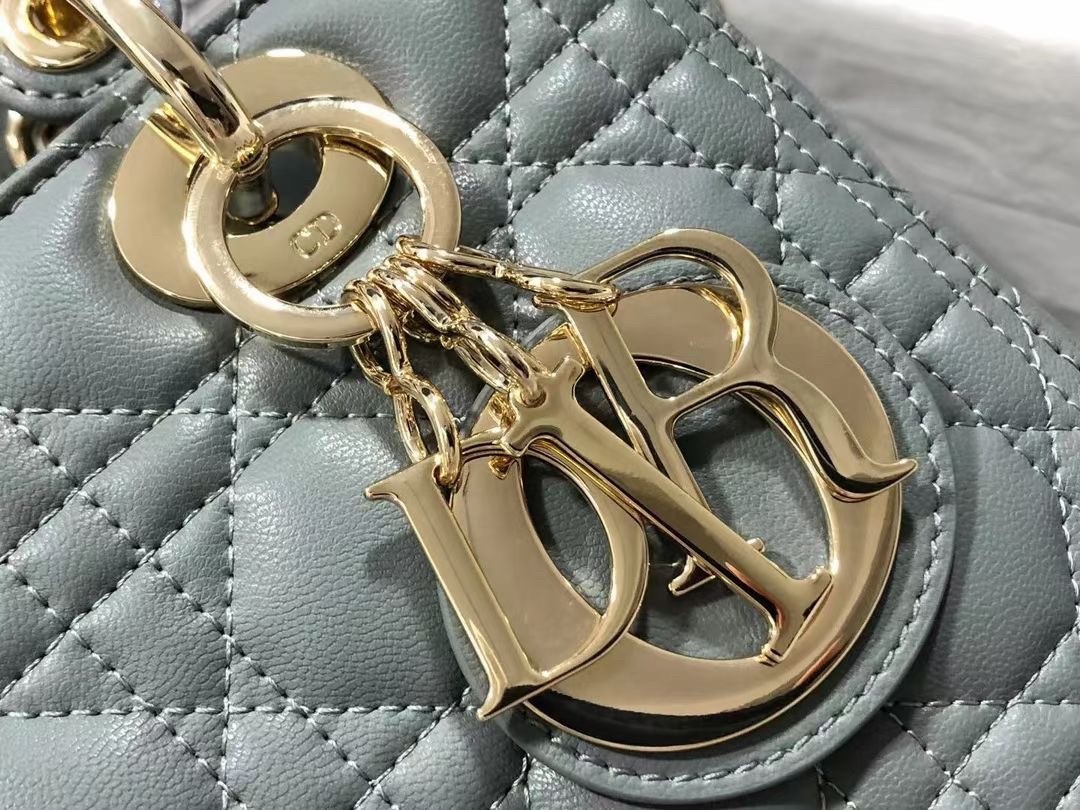 D*or medium lady D*or bag in grey cannage lambskin