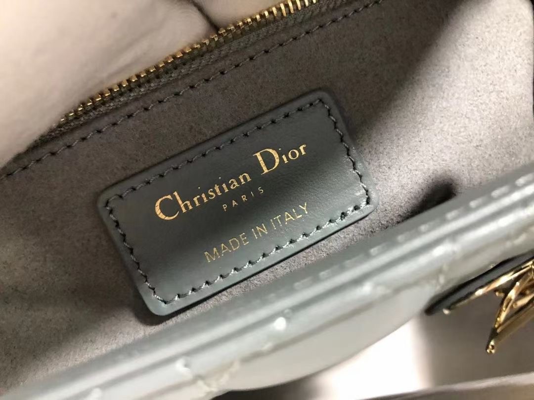 D*or medium lady D*or bag in grey cannage lambskin