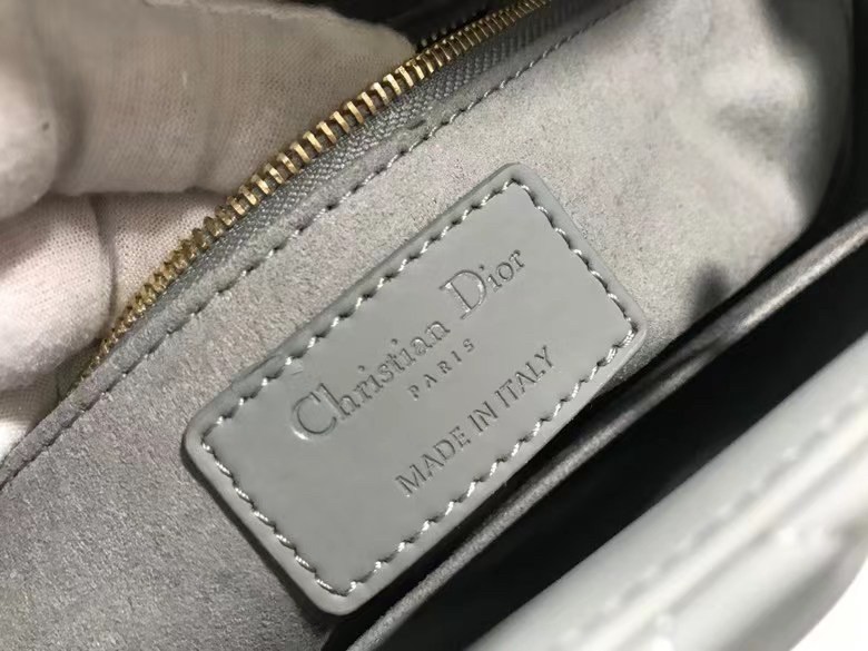 D*or medium lady D*or bag in grey ultramatte calfskin